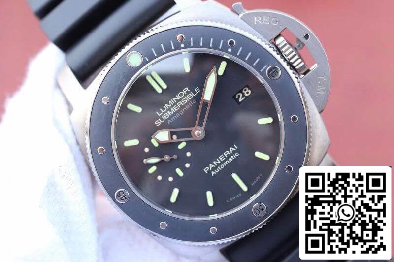 Panerai Luminor Submersible PAM389 VS Fabbrica 1:1 edizione migliore Swiss ETA P9000 Nero Gomma cinturino