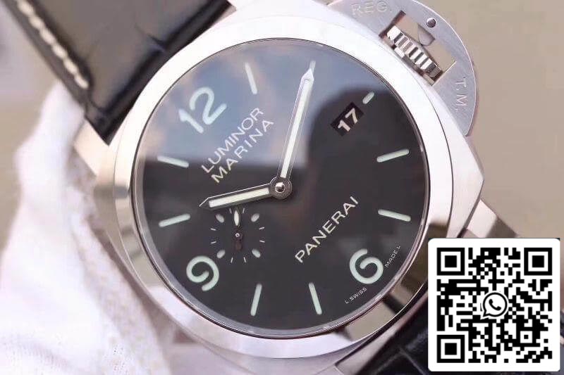 Panerai Luminor Marina 1950 PAM312 VS Fabbrica 1:1 edición migliore Swiss ETA P9000 quadrante nero Nero Pelle cinturino