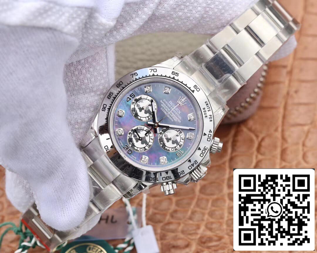 Rolex Daytona Cosmograph 116509-0064 1:1 edição melhor JH Fabbrica mostrador Fritillaria em ouro branco 18K