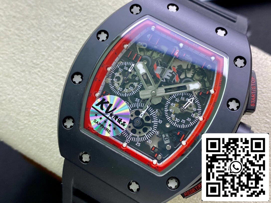 Richard Mille RM011 1:1 Best Edition KV Fabbrica Ceramic Black cinturino
