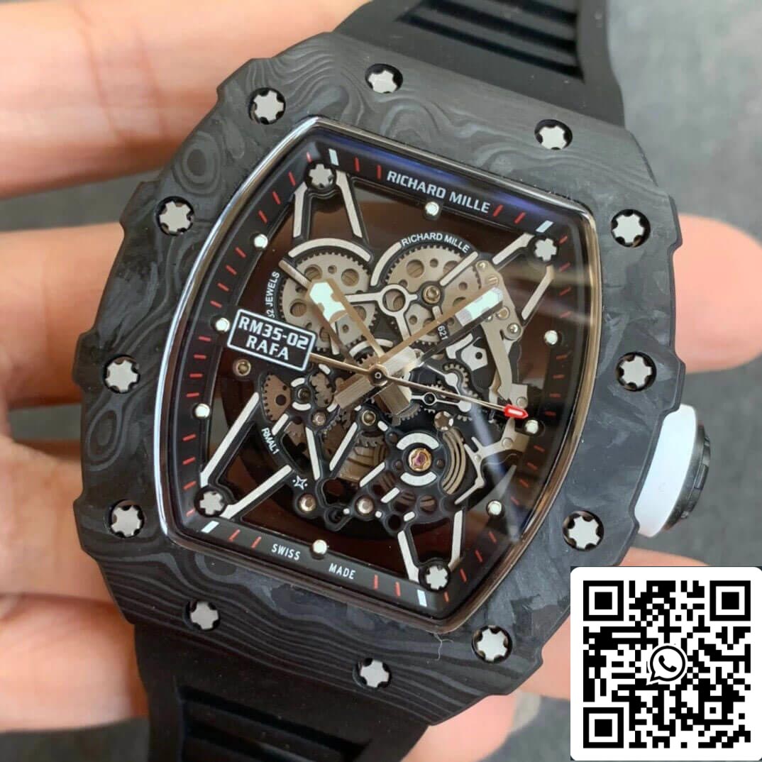 Richard Mille RM035-02 1:1 Best Edition KV Fabbrica Carbon Fiber Black cinturino