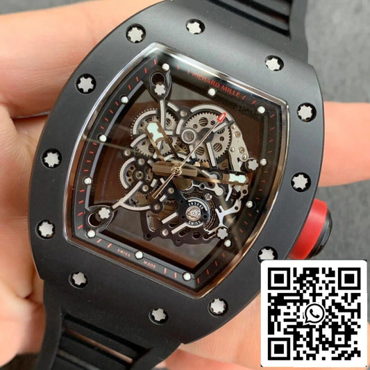 Richard Mille RM055 1:1 Best Edition KV Fabbrica V2 Cerámica Negra Cinturón