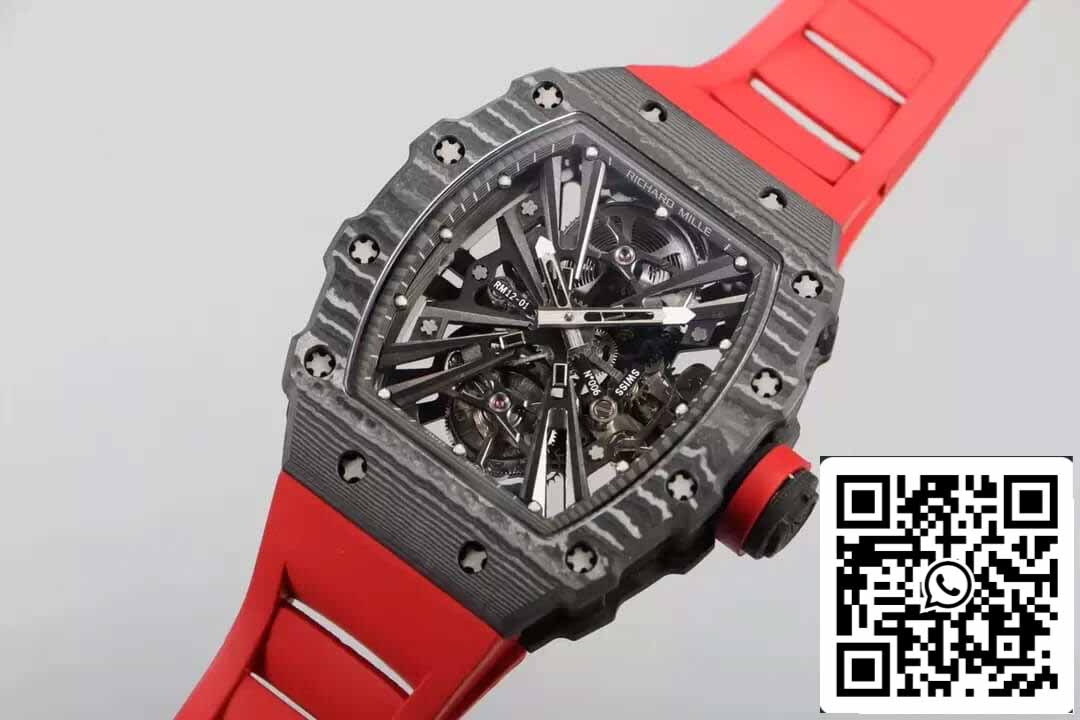 Richard Mille RM12-01 Tourbillon 1:1 Best Edition RM Fabbrica Carbon Fiber Skeleton Dial