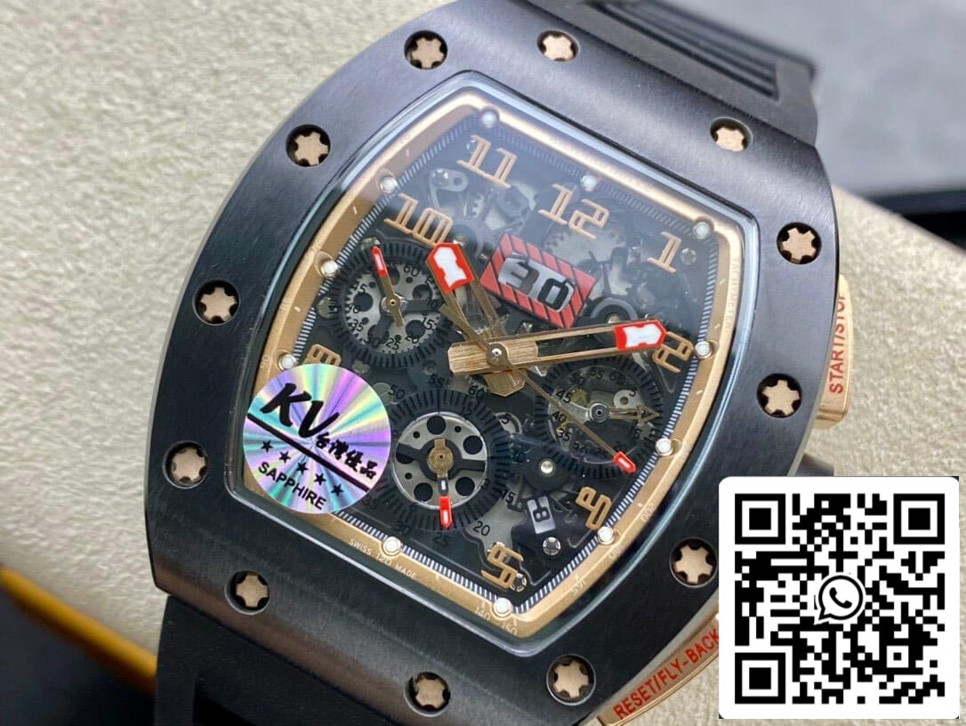 Richard Mille RM011 1:1 Melhor Edição KV Fabbrica Mostrador Esqueleto de Cerâmica
