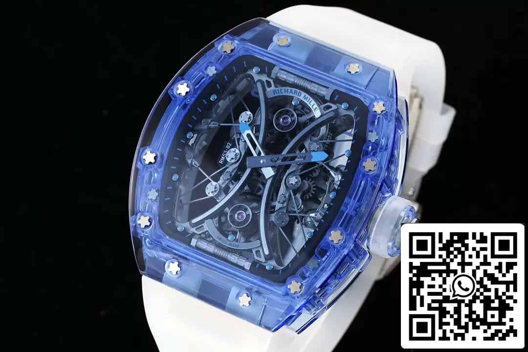 Richard Mille RM053-02 Tourbillon 1:1 Best Edition RM Fabbrica Blue Transparent Case