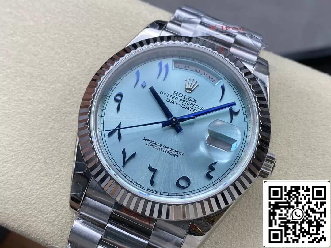 Rolex Day Date M228236 1:1 edizione migliore GM Fabbrica V2 Middle Eastern quadrante blu