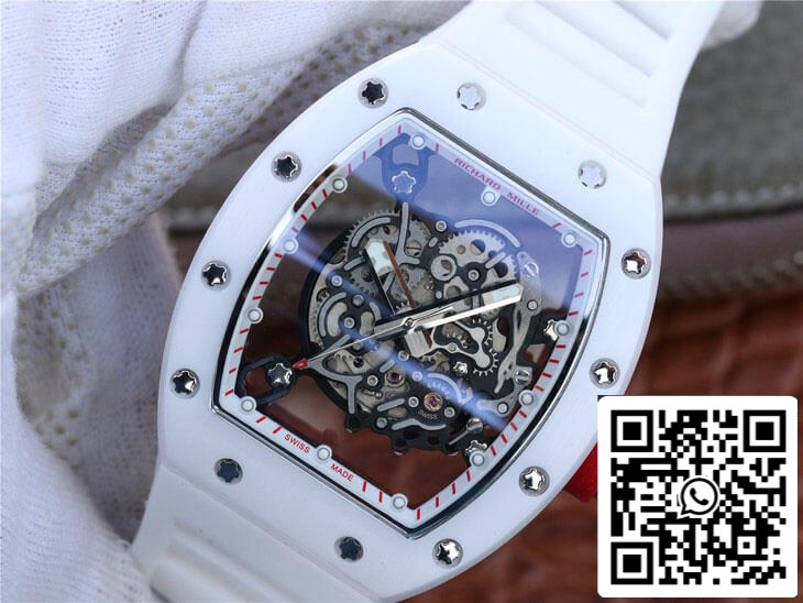 Richard Mille RM055 1:1 Mejor Edición KV Fabbrica Cinturino de Goma Blanco