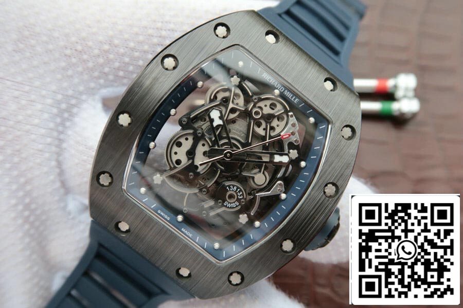 Richard Mille RM055 1:1 Melhor Edição KV Fabbrica Cinturino Azul Escuro