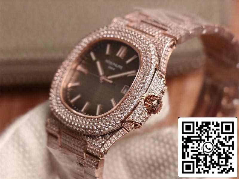 Patek Philippe Nautilus 5719-10G Rose Gold Diamond 1:1 Best Edition R8 Fabbrica Gradient Brown Dial Swiss Cal.324 S‌ C