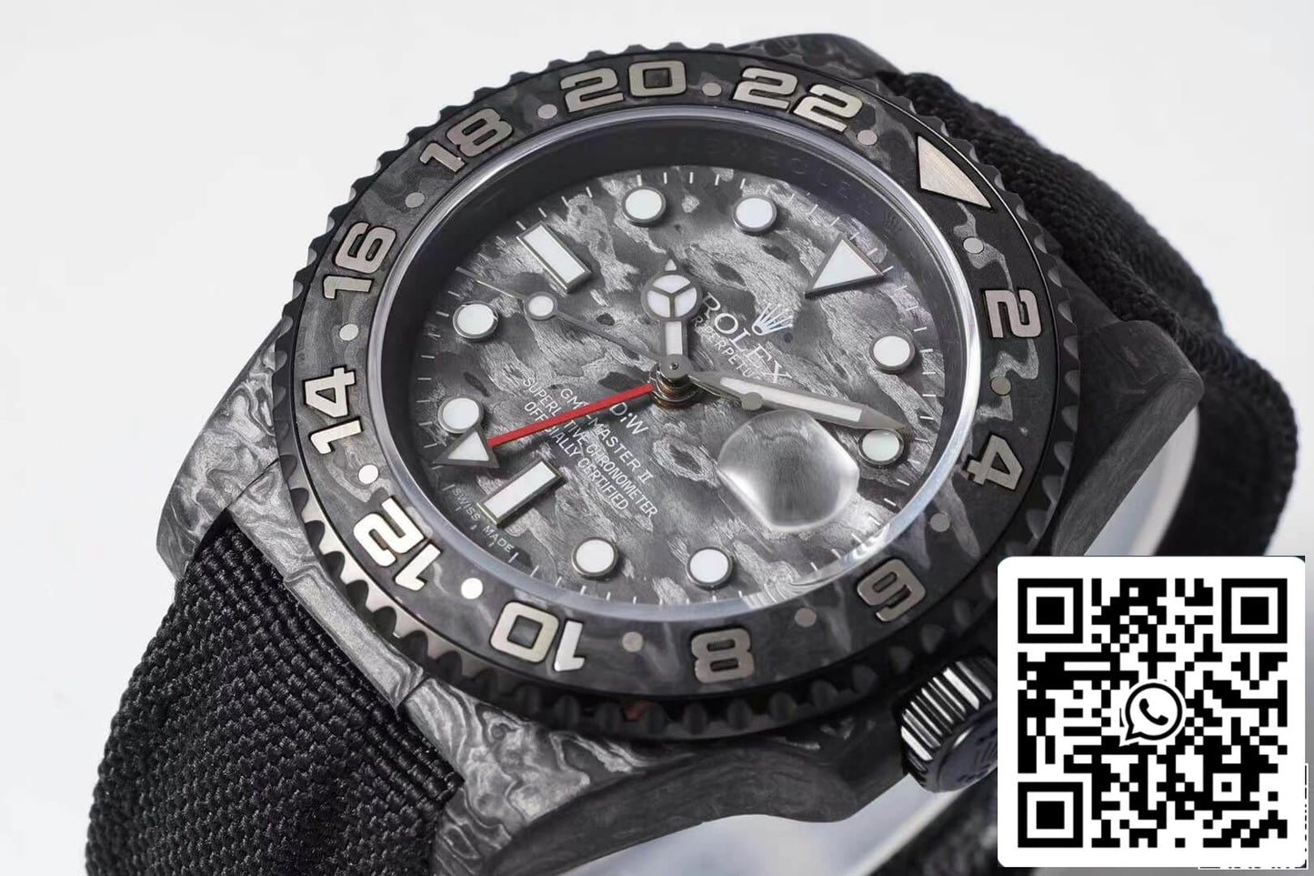 Rolex GMT-MASTER II Diw 1:1 edizione migliore fibra di carbonio Nero Fabric cinturino
