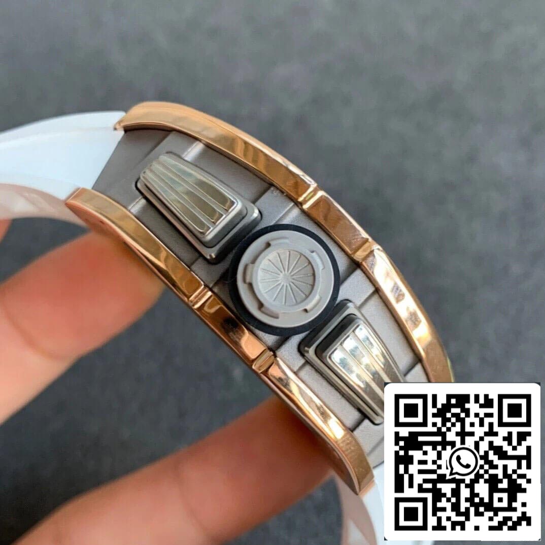 Richard Mille RM11 1:1 Best Edition KV Fabbrica Rose Gold Branco cinturino