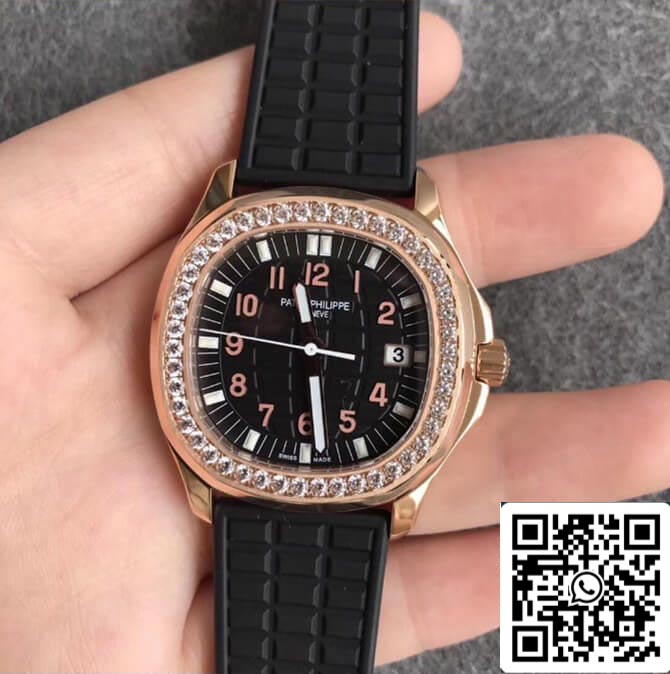 Patek Philippe Aquanaut 1:1 Best Edition PPF Fabbrica Diamond Rose Gold Black Dial