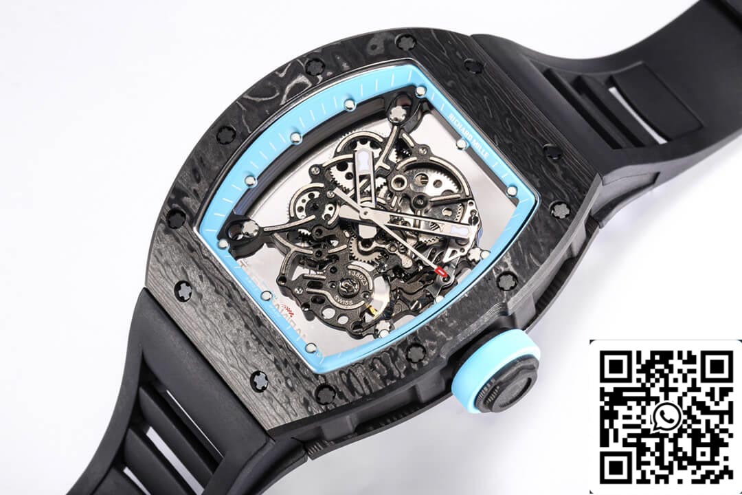 Richard Mille RM055 NTPT 1:1 edizione migliore BBR Fabbrica Nero Gomma cinturino