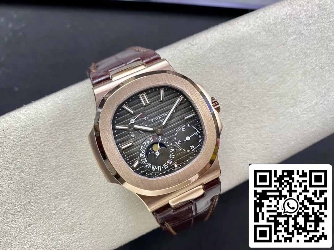 Patek Philippe Nautilus 5712 1:1 Best Edition ZF Fabbrica Brown Leather cinturino Grey dial
