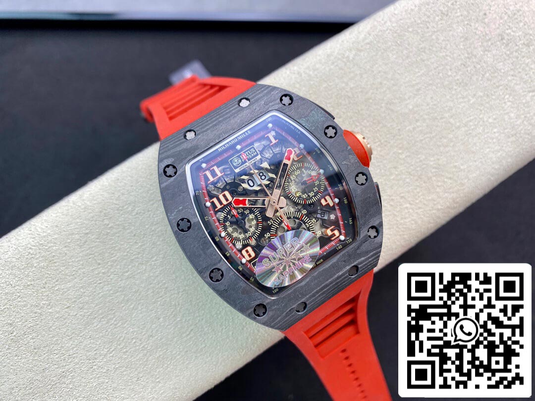 Richard Mille RM011 1:1 Best Edition KV Fabbrica V3 Cinturón de goma roja