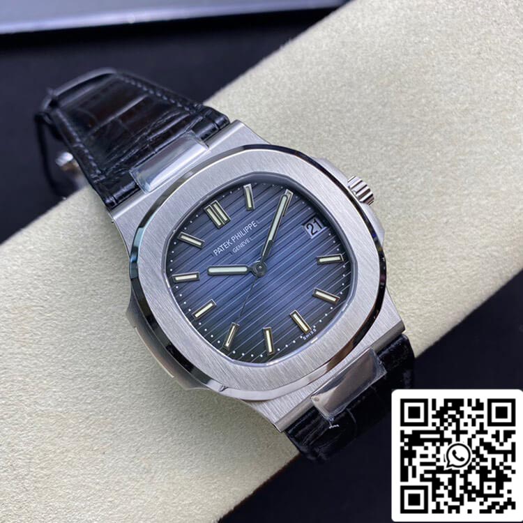 Patek Philippe Nautilus 5711 1:1 edizione migliore 3K Fabbrica quadrante blu Cowhide cinturino