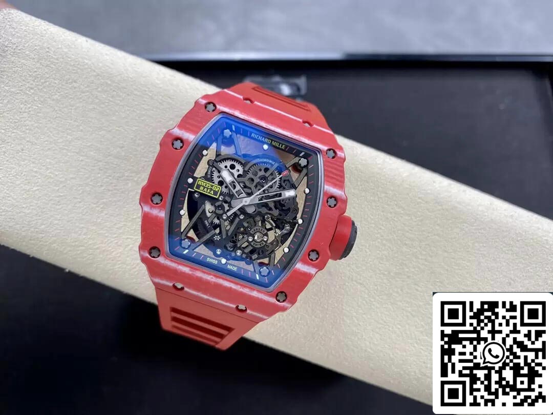 Richard Mille RM35-02 1:1 Best Edition T+ Fabbrica Carbon Fiber Red Rubber cinturino