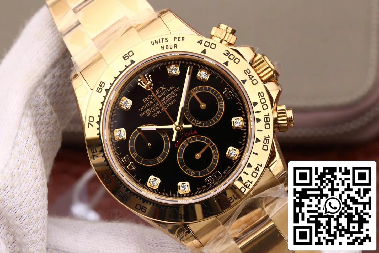 Rolex Daytona Cosmograph M116508-0008 1:1 edição melhor JH Fabbrica mostrador em ouro amarelo e diamantes