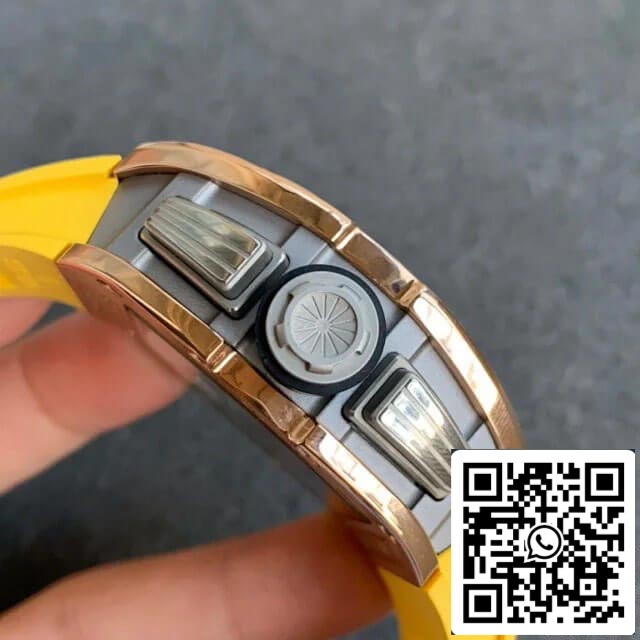 Richard Mille RM011 1:1 Best Edition KV Fabbrica Rose Gold Rubber cinturino