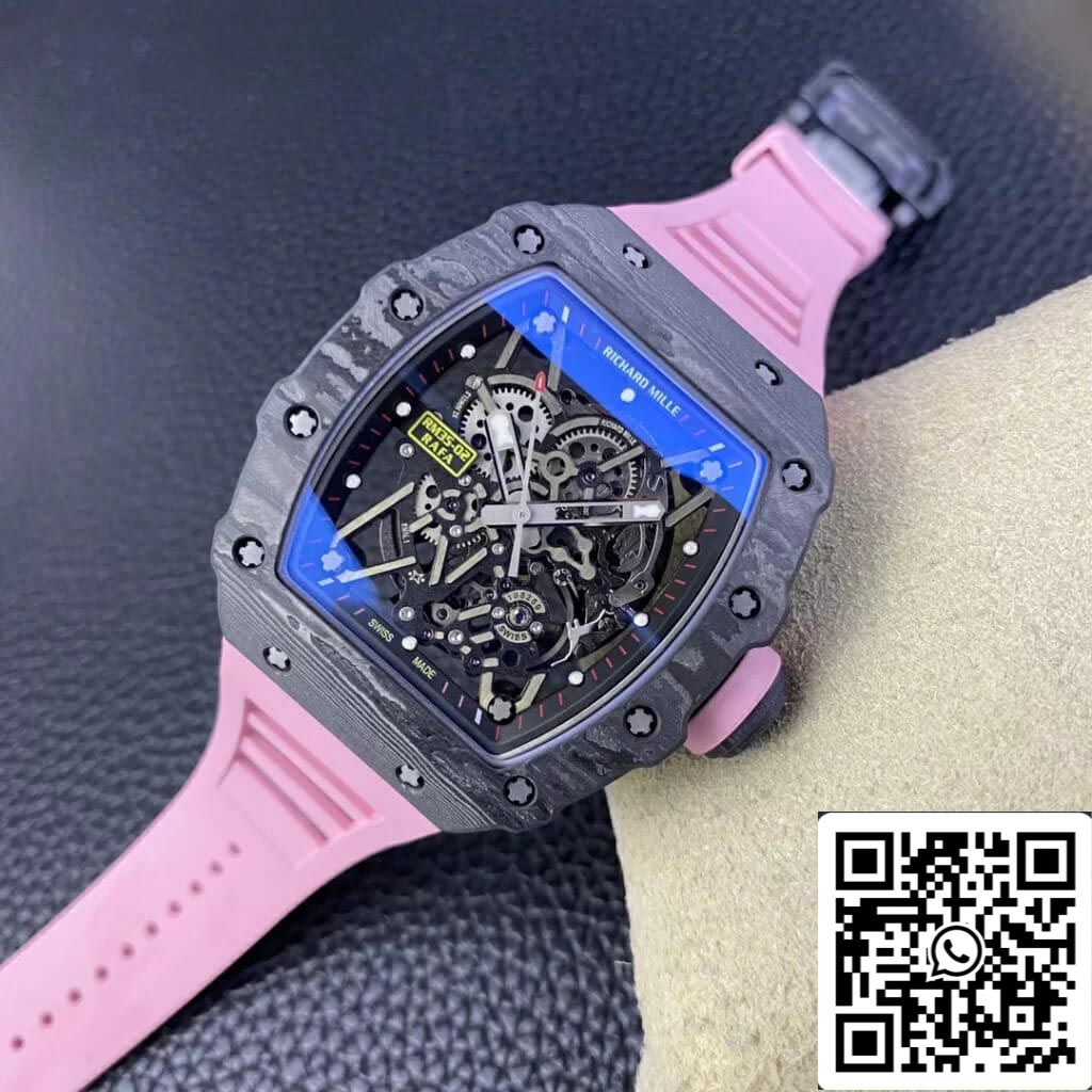 Richard Mille RM35-02 1:1 Best Edition T+ Fabbrica NTPT Carbon Fiber Pink Rubber cinturino