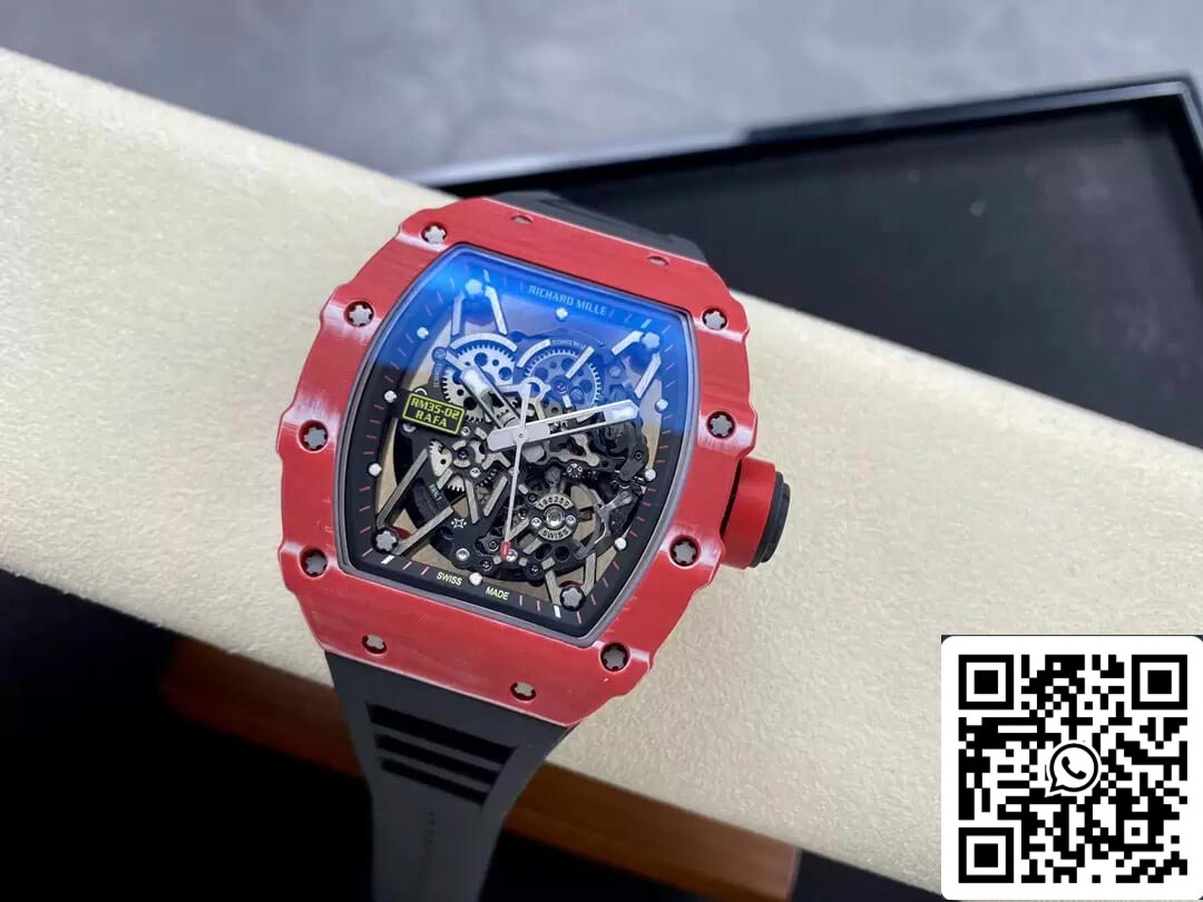Richard Mille RM35-02 1:1 Best Edition T+ Fabbrica Red Carbon Fiber NTPT Case Black cinturino