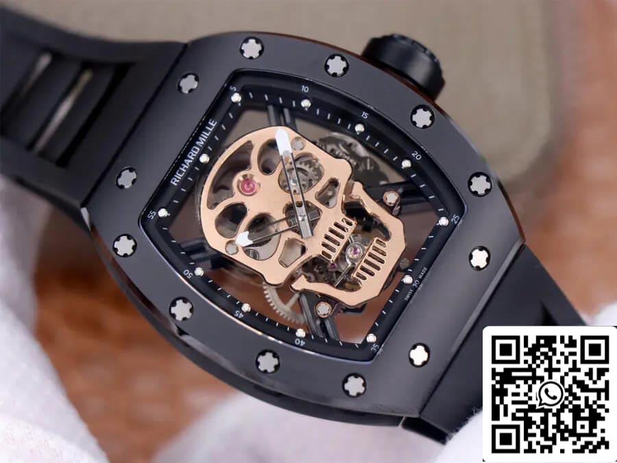 Richard Mille RM52-01 Tourbillon 1:1 edizione migliore JB Fabbrica Rose Gold Skull Dial