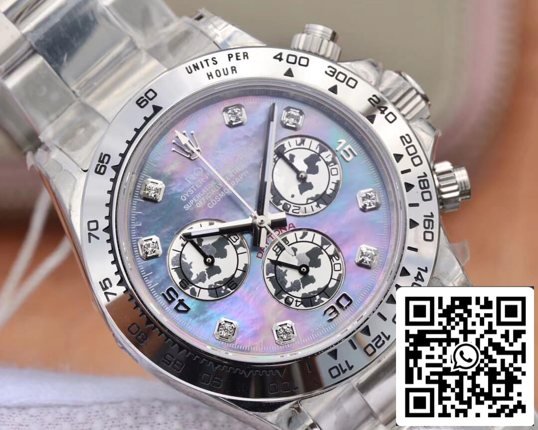 Rolex Daytona Cosmograph 116509-0064 1:1 edição melhor JH Fabbrica mostrador Fritillaria em ouro branco 18K