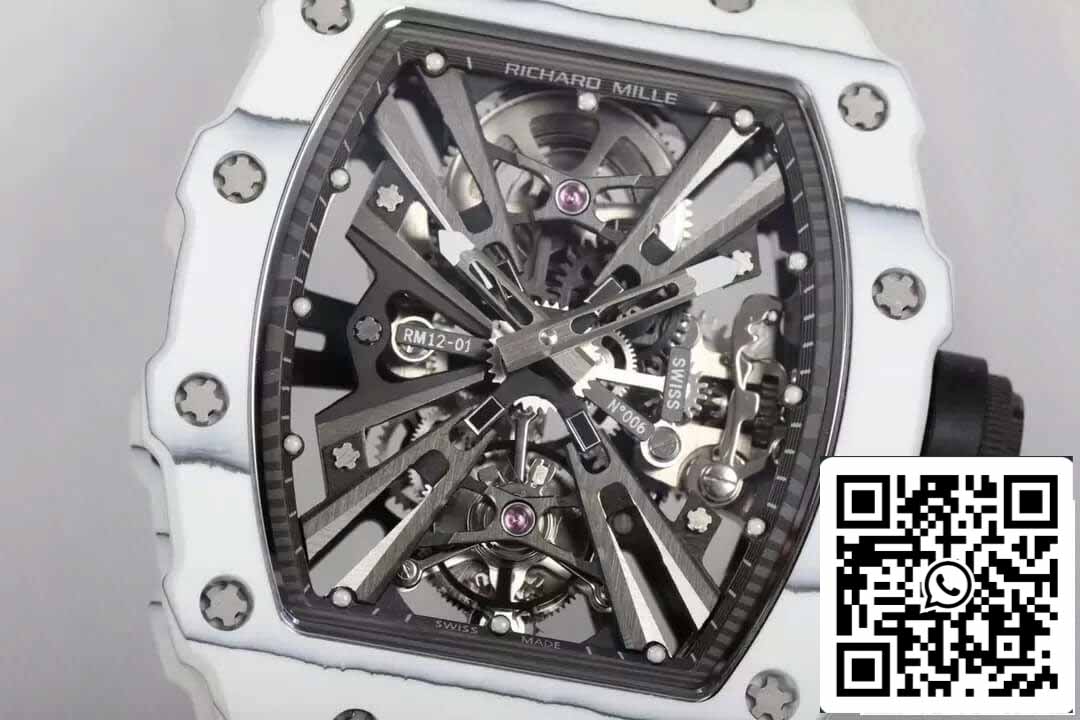 Richard Mille RM12-01 Tourbillon 1:1 Best Edition RM Fabbrica Black Rubber cinturino