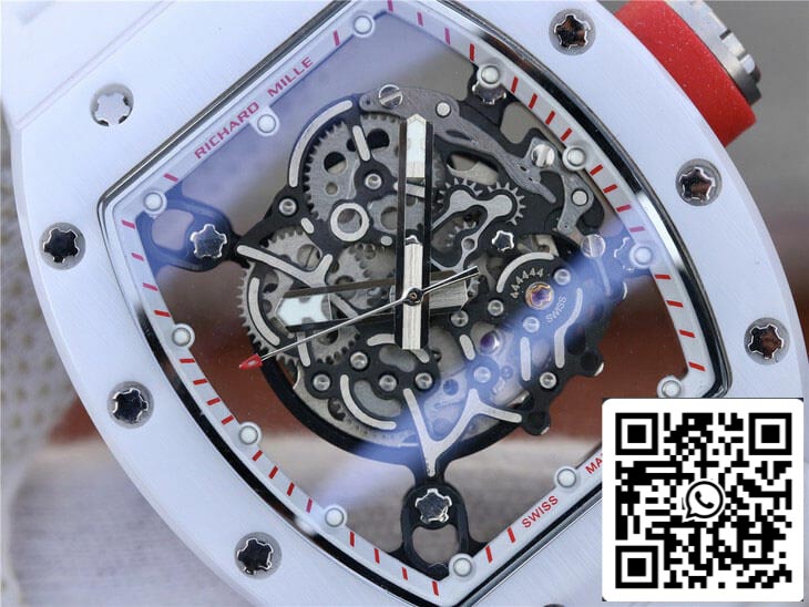 Richard Mille RM055 1:1 Mejor Edición KV Fabbrica Cinturino de Goma Blanco