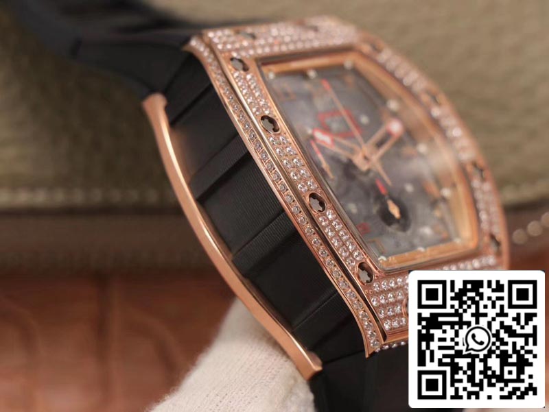 Richard Mille RM011 RG/5423 1:1 Best Edition KV Fabbrica Rose Gold Diamond Swiss movimento