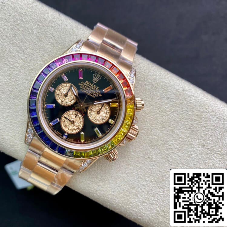 Rolex Daytona 116595 RBOW 1:1 Best Edition TW Fabbrica Rose Gold Black Dial