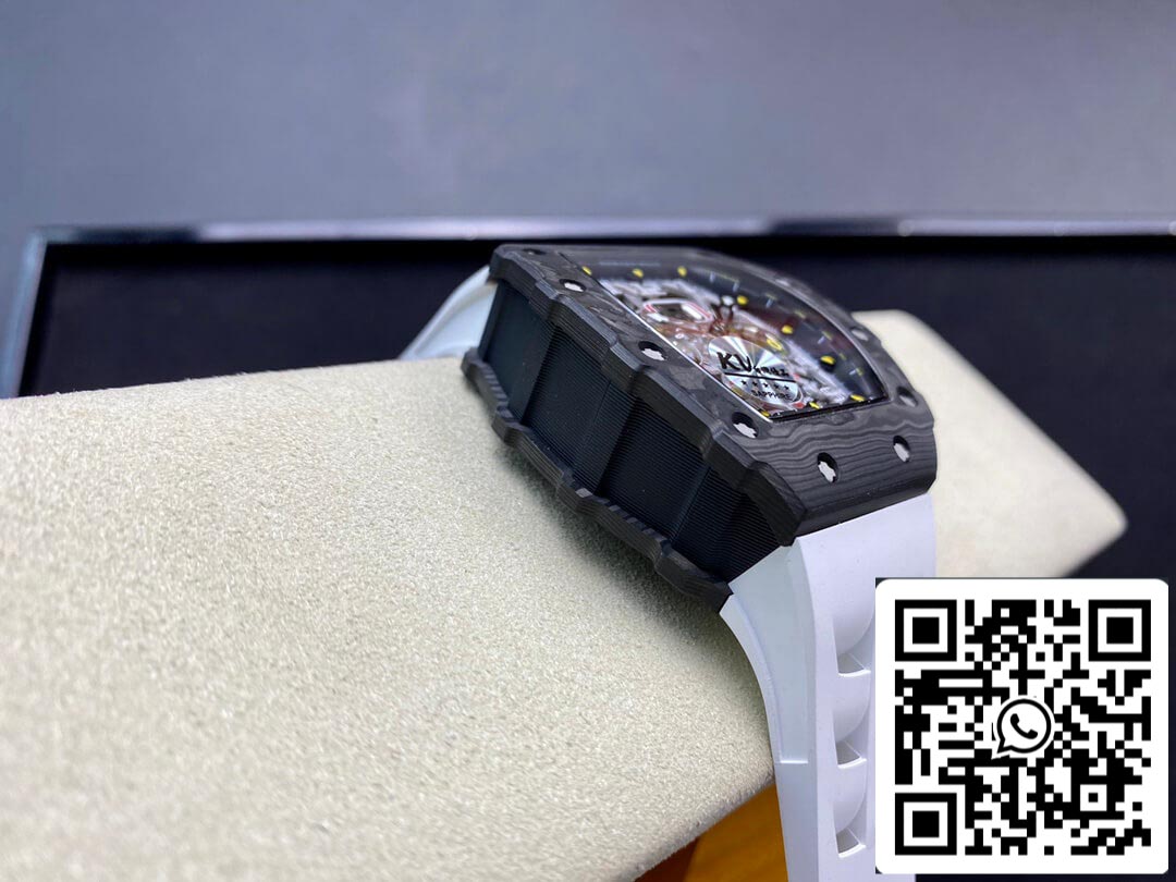 Richard Mille RM011-03 1:1 Best Edition KV Fabbrica Carbon Fiber White cinturino