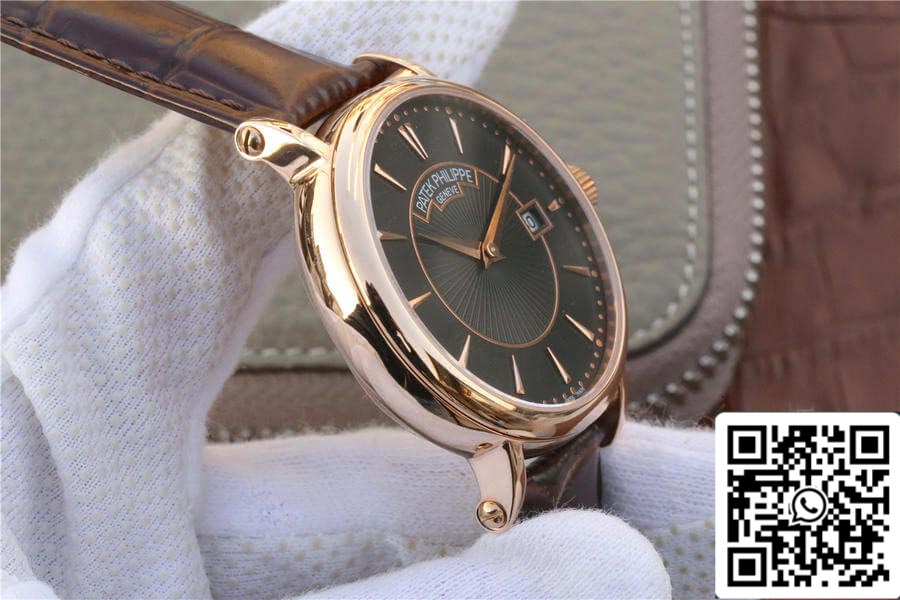 Patek Philippe Calatrava 1:1 Best Edition ZF Fabbrica Rose Gold Leather cinturino