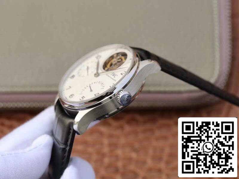 IWC Portuguese IW504202 Real Tourbillon 1:1 Best Edition White Dial On Black Leather cinturino Swiss ETA Tourbillon
