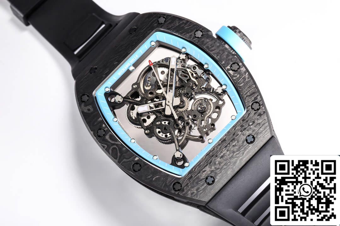 Richard Mille RM055 NTPT 1:1 edizione migliore BBR Fabbrica Nero Gomma cinturino