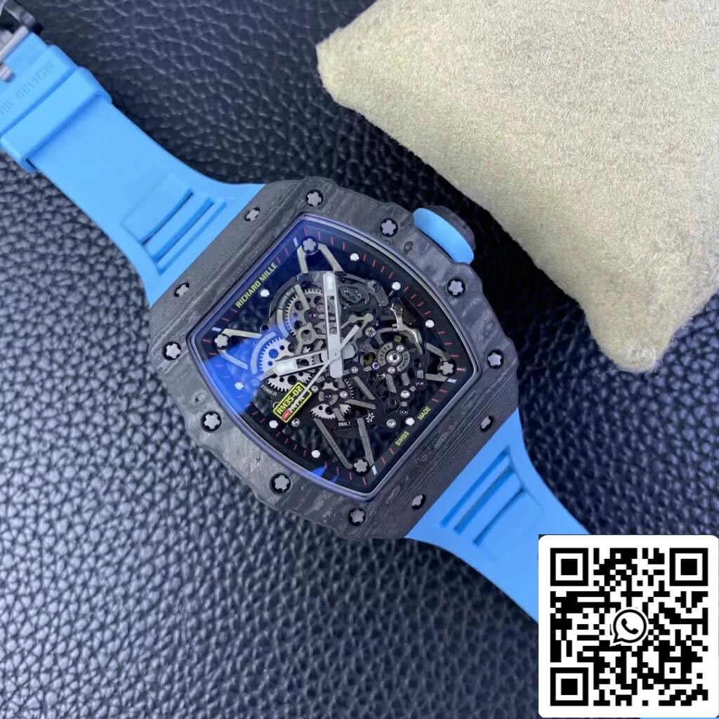 Richard Mille RM35-02 1:1 Best Edition T+ Fabbrica NTPT Carbon Fiber Blue Rubber cinturino