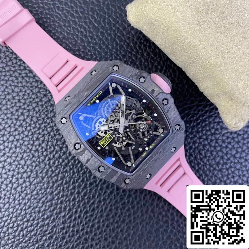 Richard Mille RM35-02 1:1 Best Edition T+ Fabbrica NTPT Carbon Fiber Pink Rubber cinturino