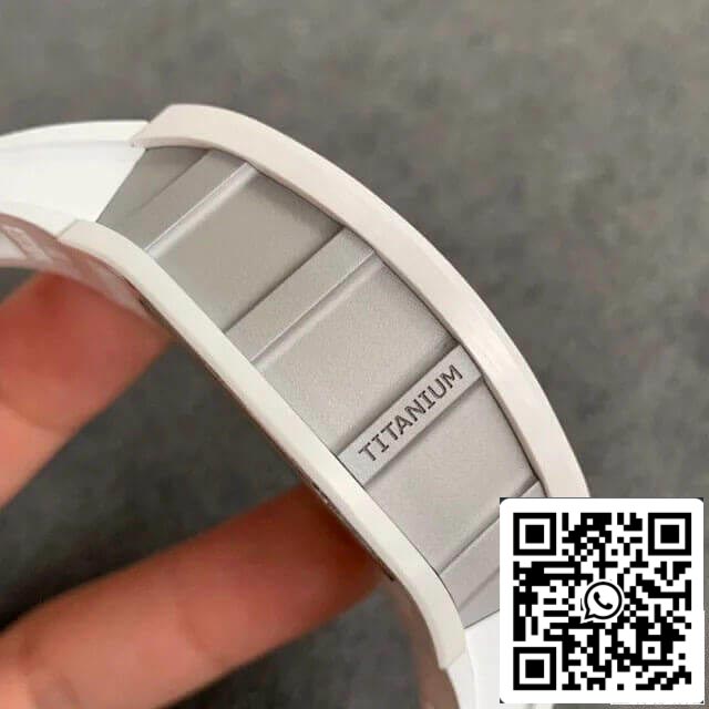 Richard Mille RM-011 1:1 Best Edition KV Fabbrica Ceramic White Rubber cinturino