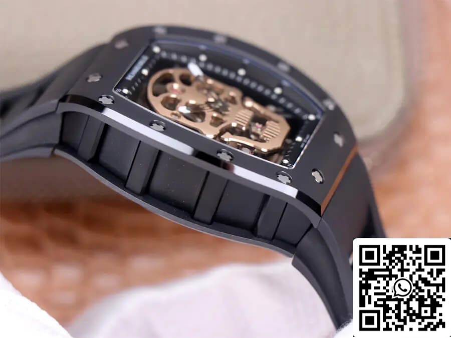 Richard Mille RM52-01 Tourbillon 1:1 edizione migliore JB Fabbrica Rose Gold Skull Dial