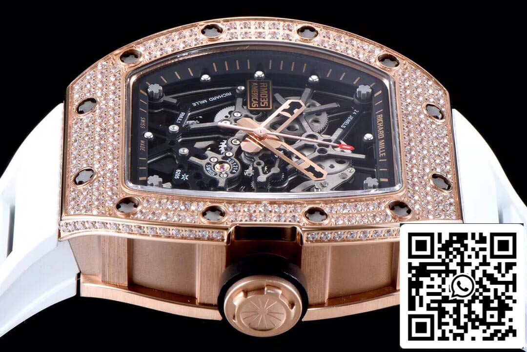 Richard Mille RM035 Americas 1:1 Best Edition KV Fabbrica Rose Gold Diamond Case