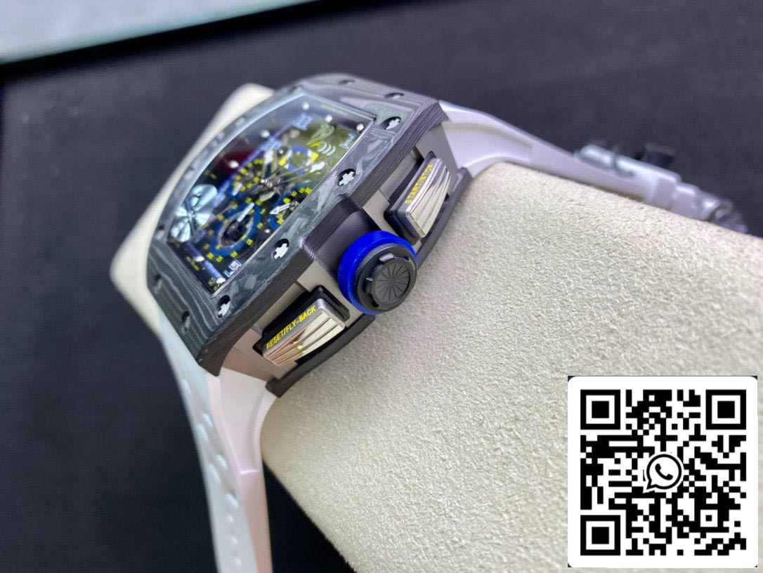 Richard Mille RM011 1:1 Best Edition KV Fabbrica Carbon Fiber White cinturino
