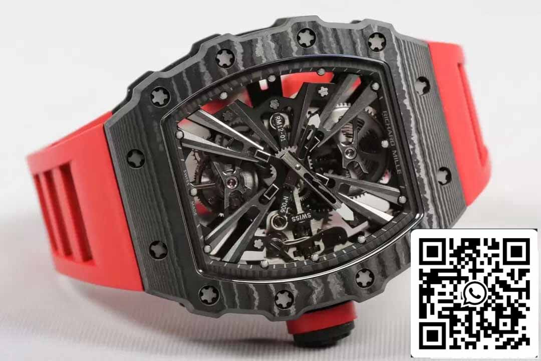 Richard Mille RM12-01 Tourbillon 1:1 Best Edition RM Fabbrica Carbon Fiber Skeleton Dial