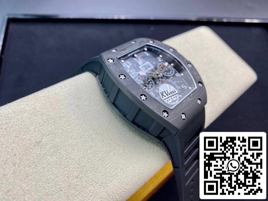 Richard Mille RM011 1:1 Best Edition KV Fabbrica Carbon Fiber Black Rubber cinturino