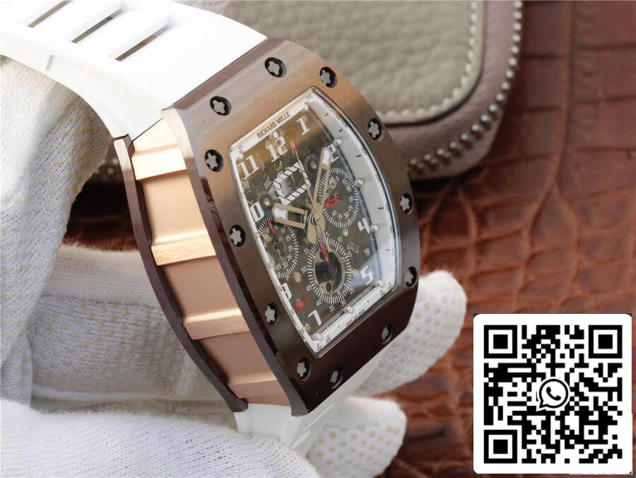 Richard Mille RM011 1:1 Best Edition KV Fabbrica Ceramic White cinturino
