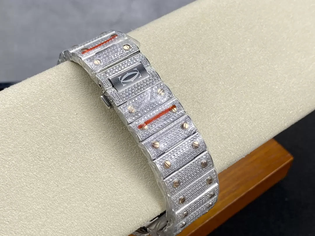 Santos De Cartier Diamond Watches Rosa Oro quadrante 1:1 edizione migliore AMG Fabbrica Swarovski Stone