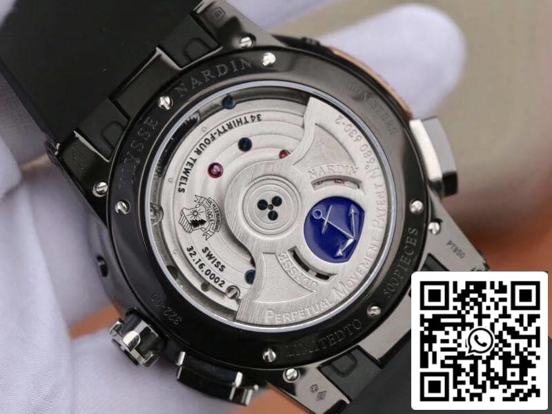 Ulysse Nardin El Toro 322-00-3 acciaio inossidabile Case All Working GMT Calendar Men Watches 1:1 Best Edition Swiss UN-32 movimento Black line pattern dial