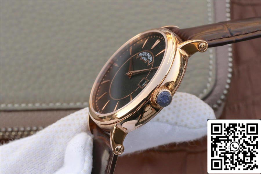 Patek Philippe Calatrava 1:1 Best Edition ZF Fabbrica Rose Gold Leather cinturino