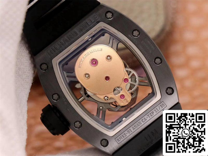 Richard Mille RM052-01 1:1 Best Edition ZF Fabbrica Rose Gold Skull Dial Swiss movimento