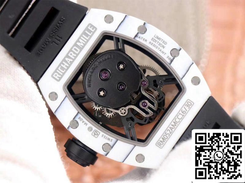 Richard Mille RM052-01 1:1 edizione migliore JB Fabbrica White Ceramic Swiss Tourbillon