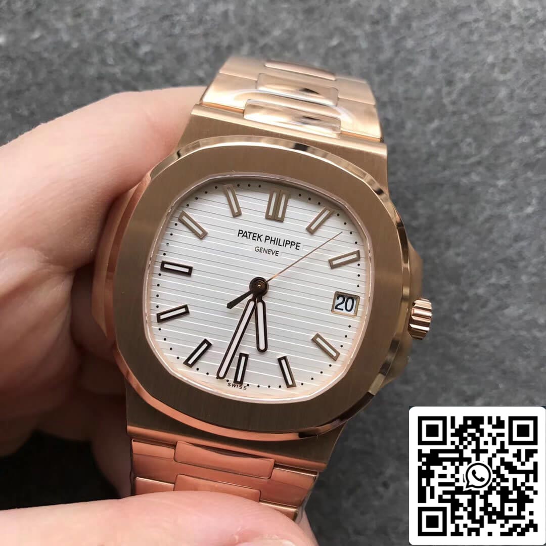 Patek Philippe Nautilus 5711/1R-001 1:1 Best Edition PPF Fabbrica V4 Rose Gold White Dial Swiss ETA324